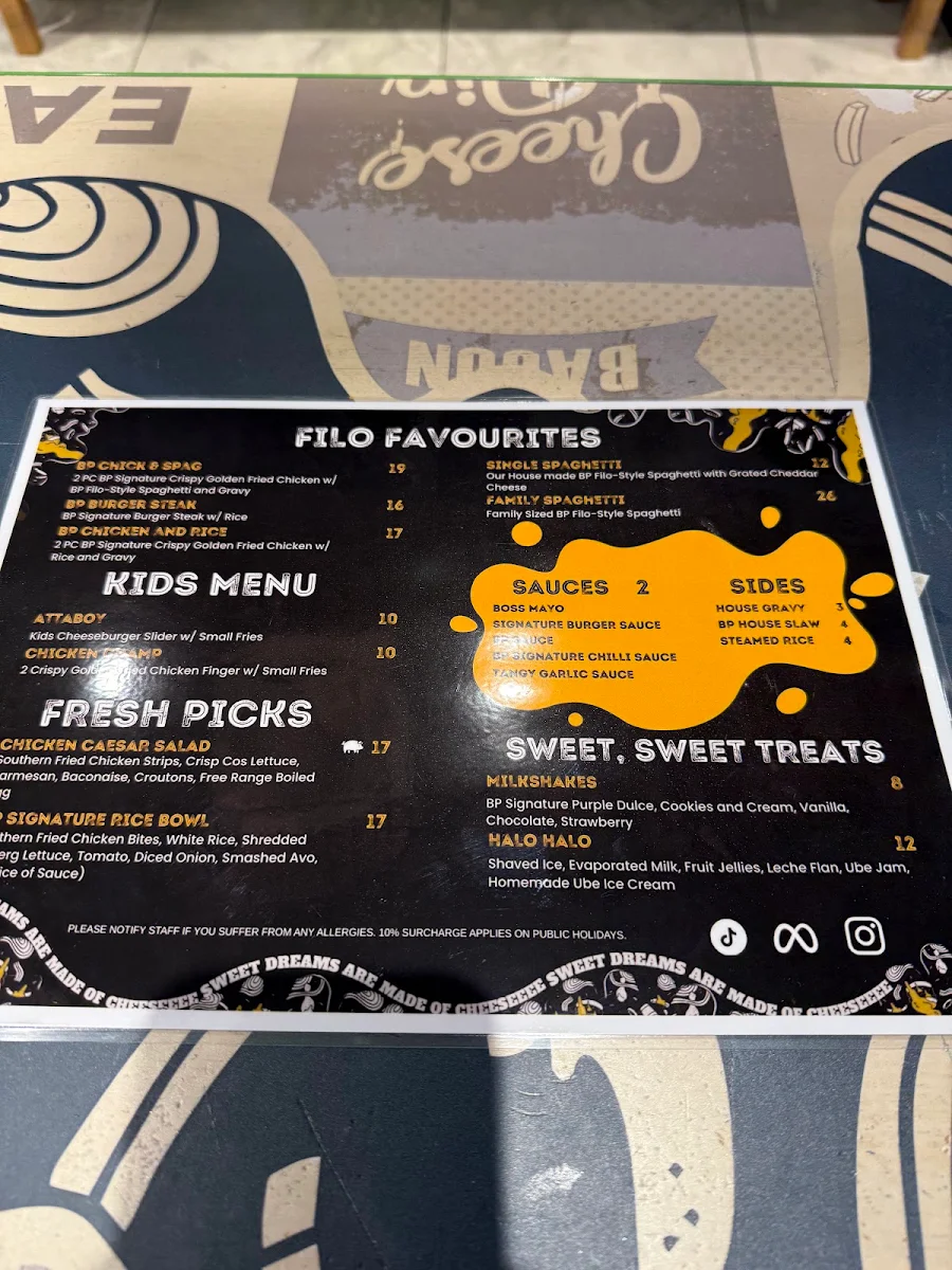 Menu, Burger Point Edmondson Park