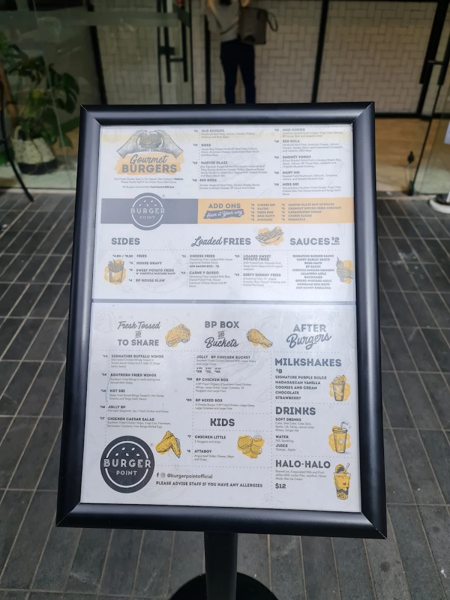 Menu, Burger Point Edmondson Park
