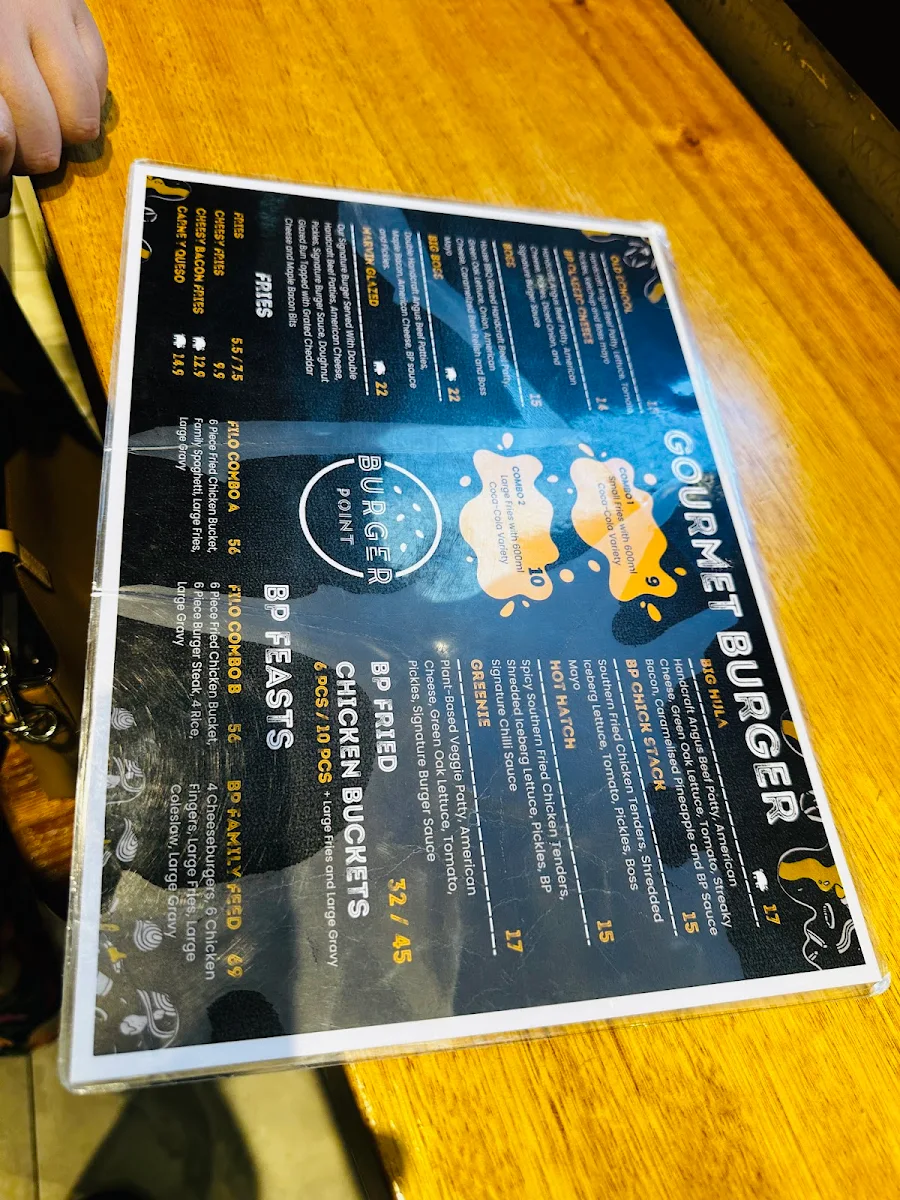 Menu, Burger Point Edmondson Park
