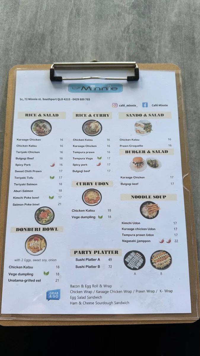 Menu, Cafe Minnie