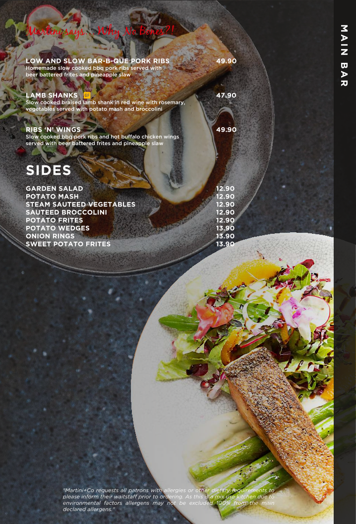 Menu, Martini and Co | Bayside Frankston