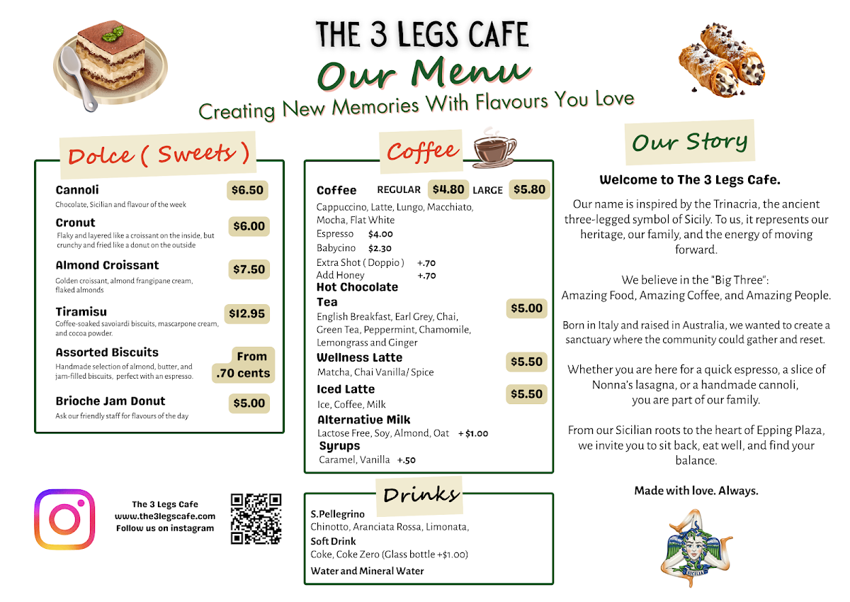 Menu, The 3 Legs Cafe