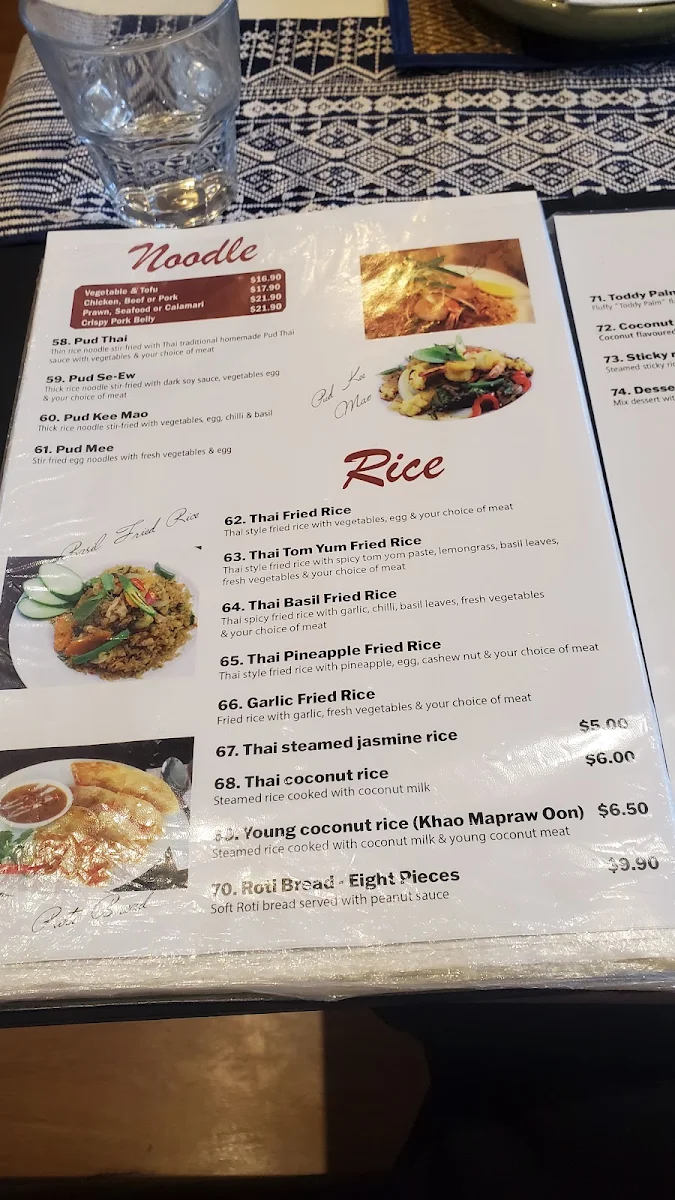 Menu, Basil Leaf Thai