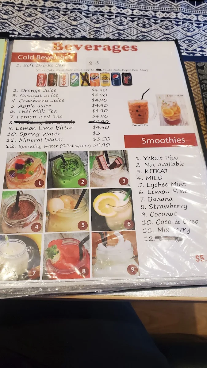 Menu, Basil Leaf Thai