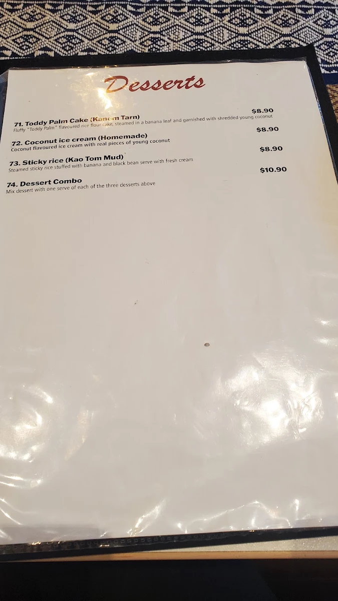 Menu, Basil Leaf Thai