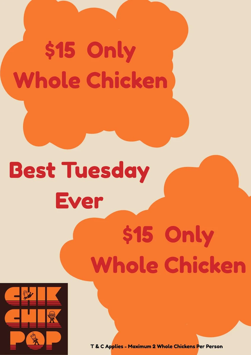 Menu, Chik Chik Pop- Chicken Shop