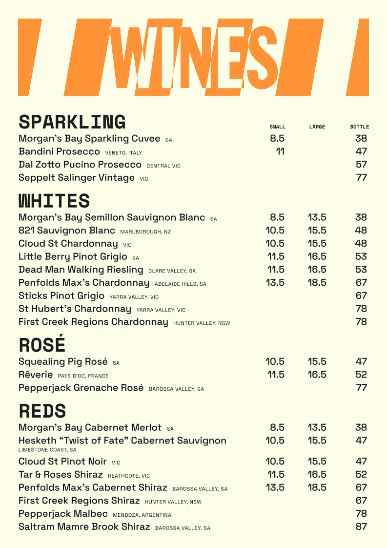Menu, Kinselas Hotel