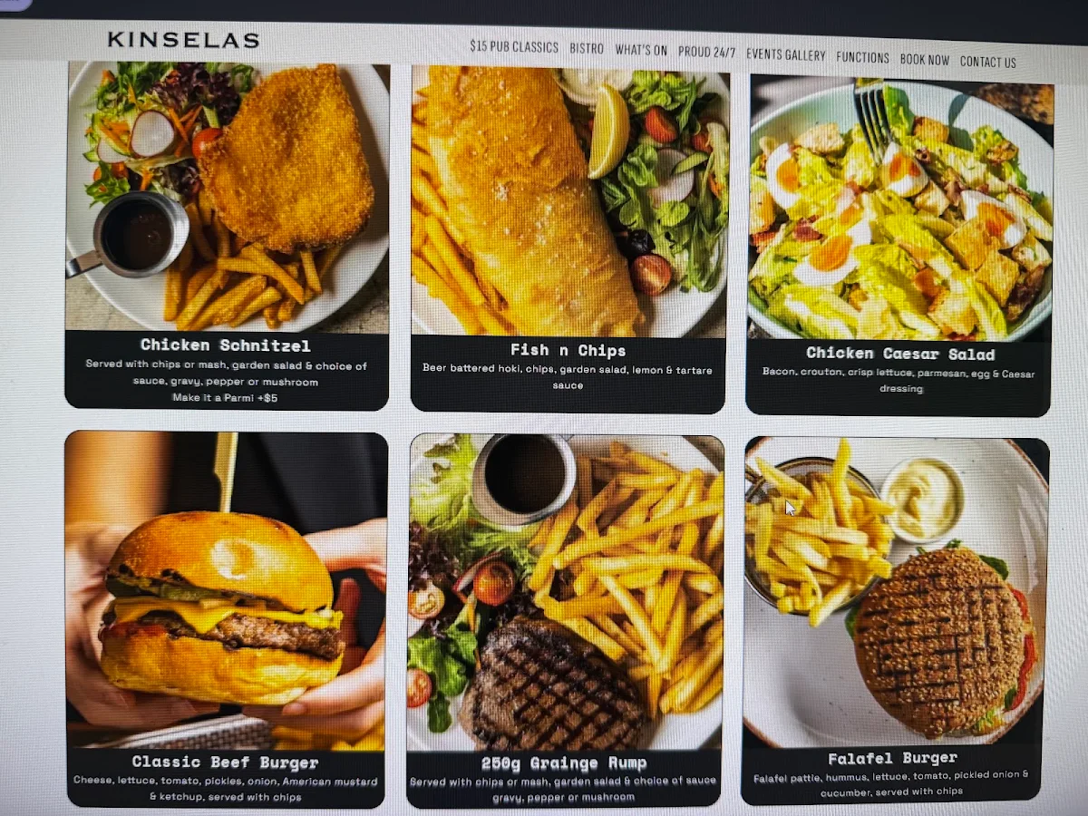 Menu, Kinselas Hotel