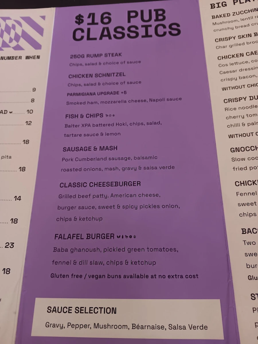 Menu, Kinselas Hotel