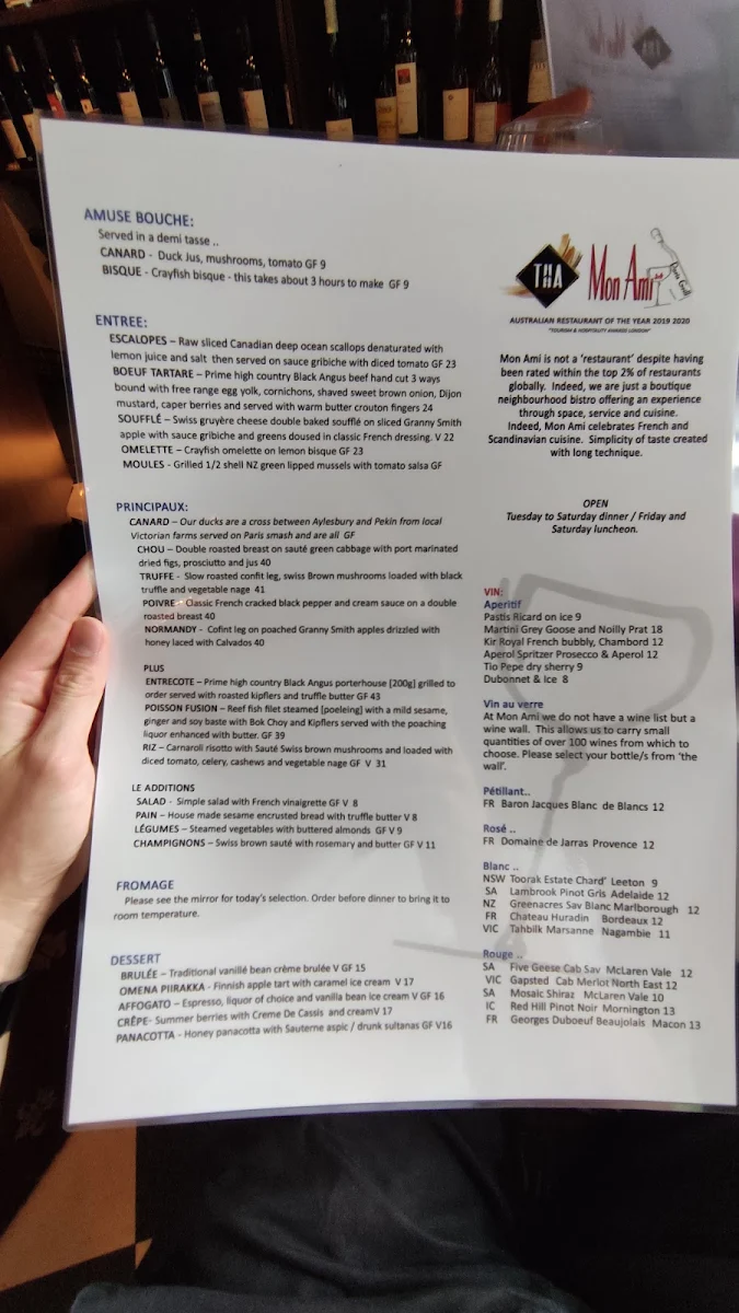 Menu, Mon Ami