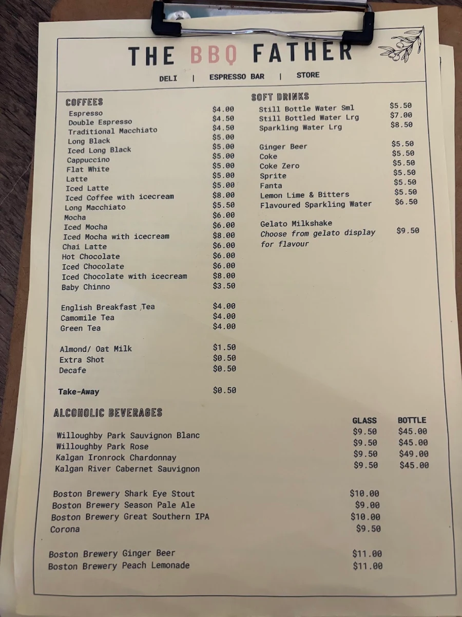 Menu, The BBQ Father Restaurant & Deli
