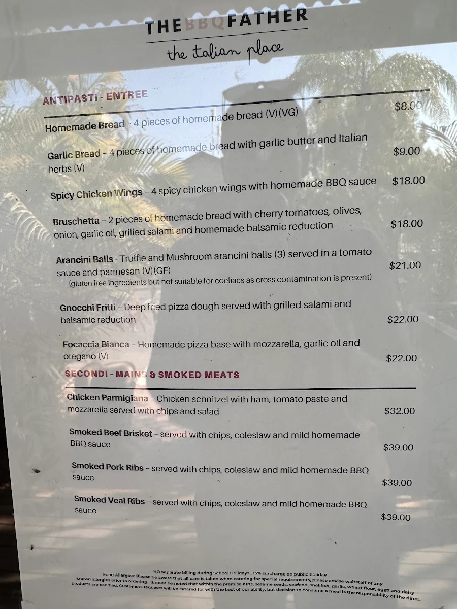 Menu, The BBQ Father Restaurant & Deli