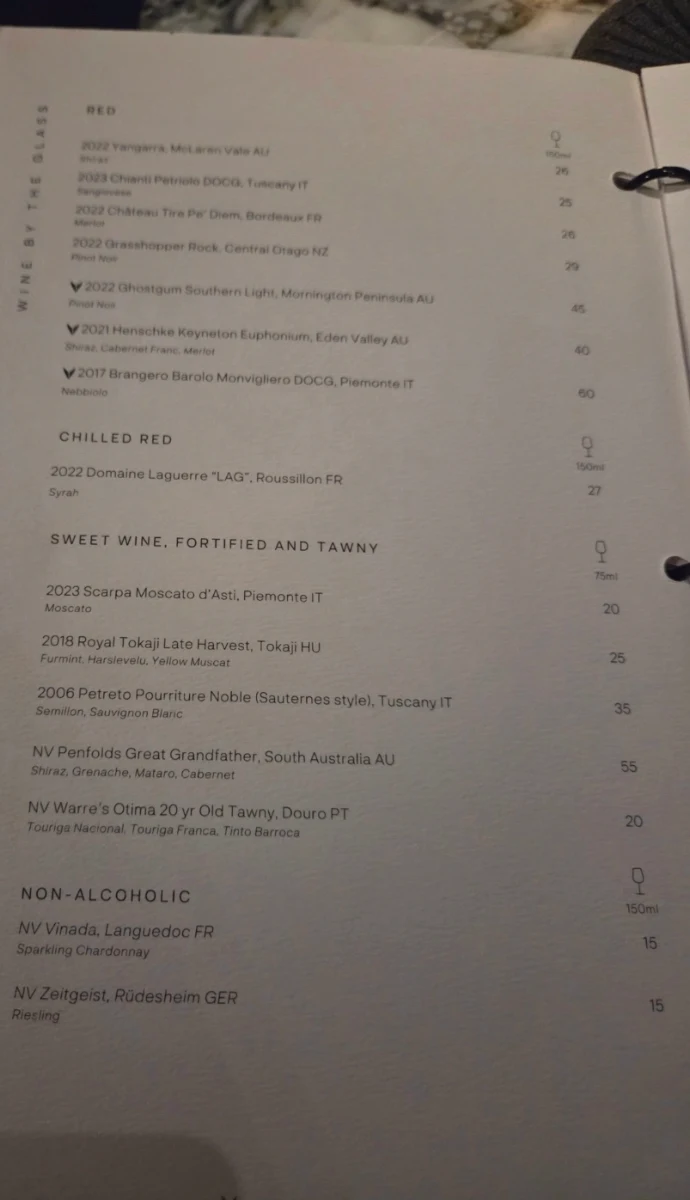 Menu, Aster