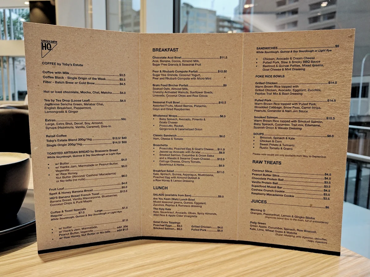 Menu, The Health Quarter