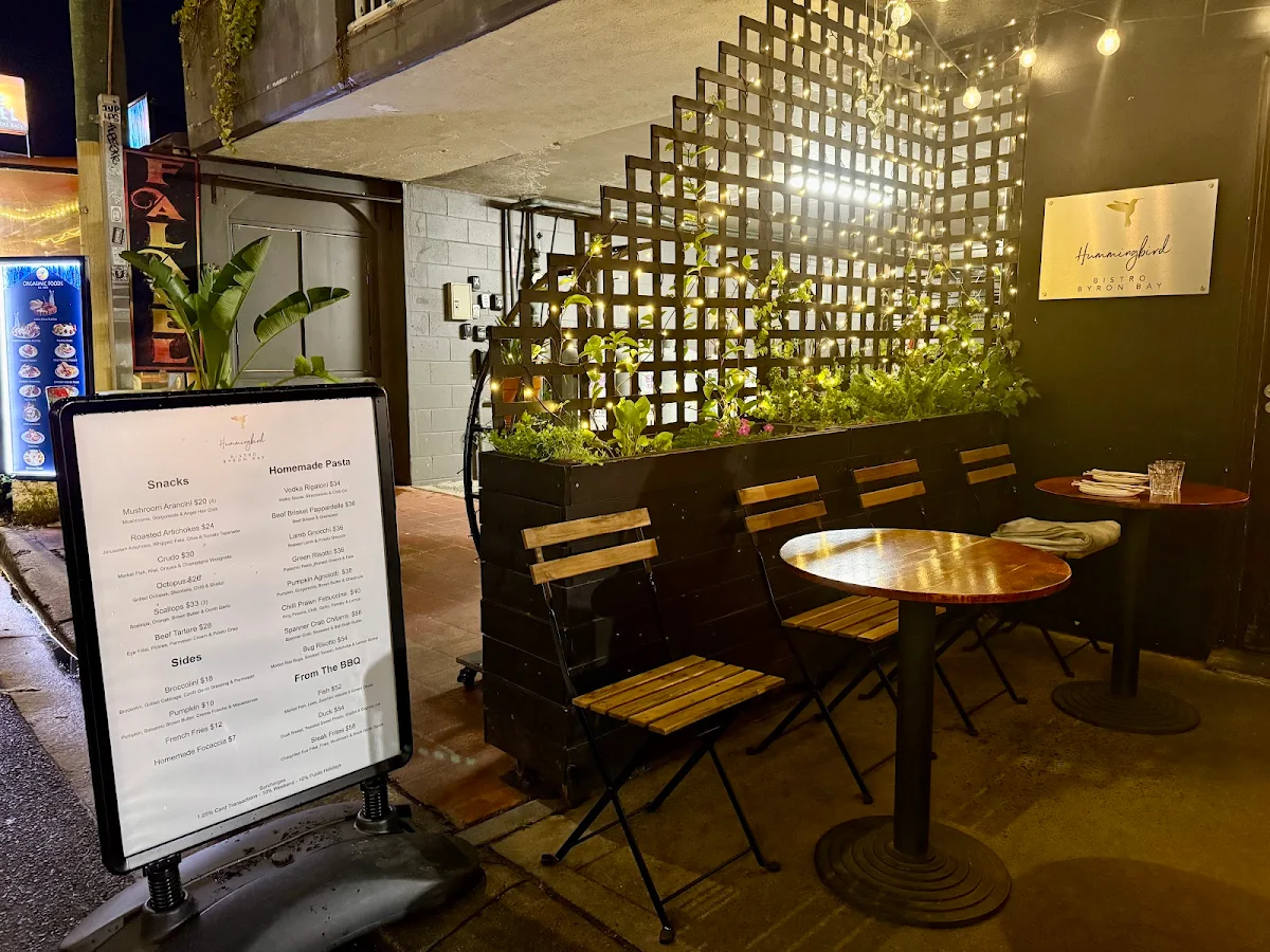 Menu, Hummingbird Bistro Byron Bay