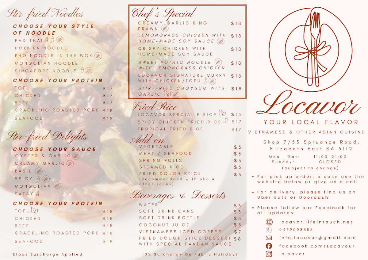 Menu, Locavor