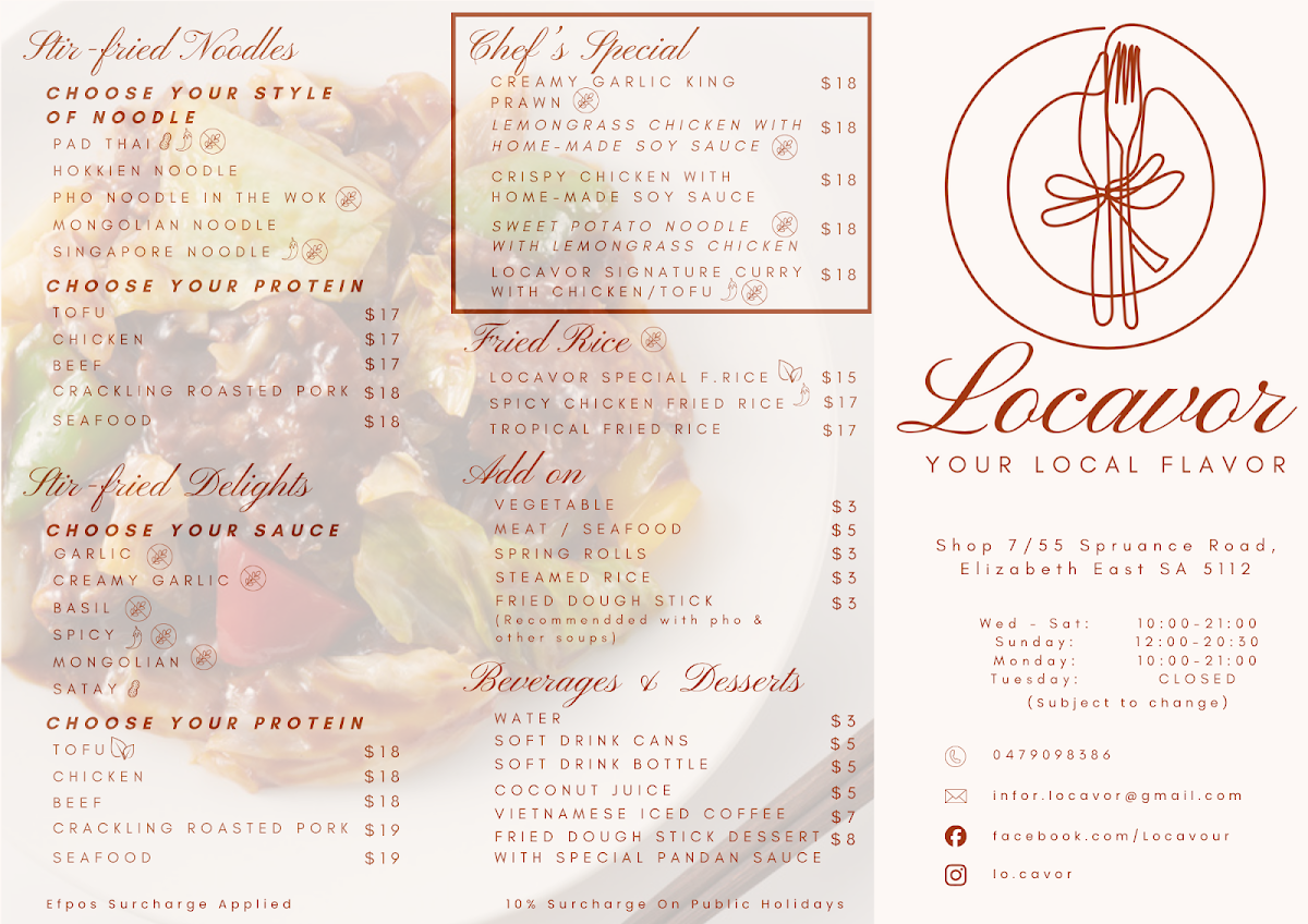 Menu, Locavor