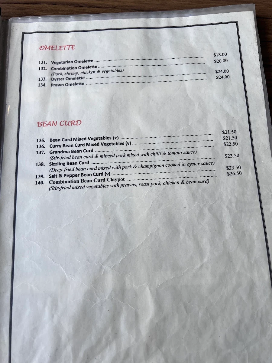 Menu, Malaysia Garden Restaurant