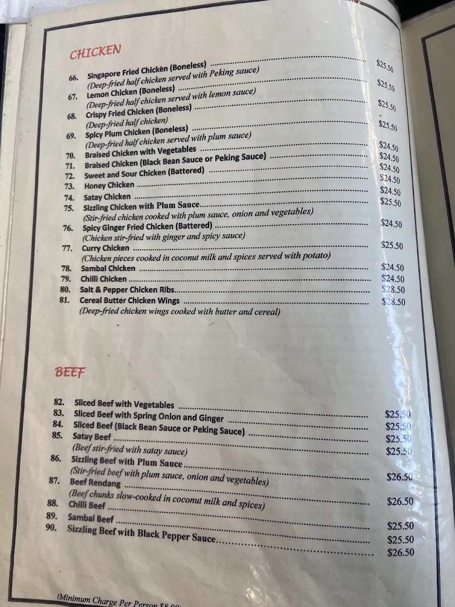 Menu, Malaysia Garden Restaurant