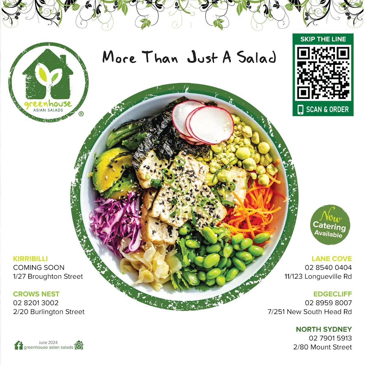 Menu, Greenhouse Asian Salads - Edgecliff