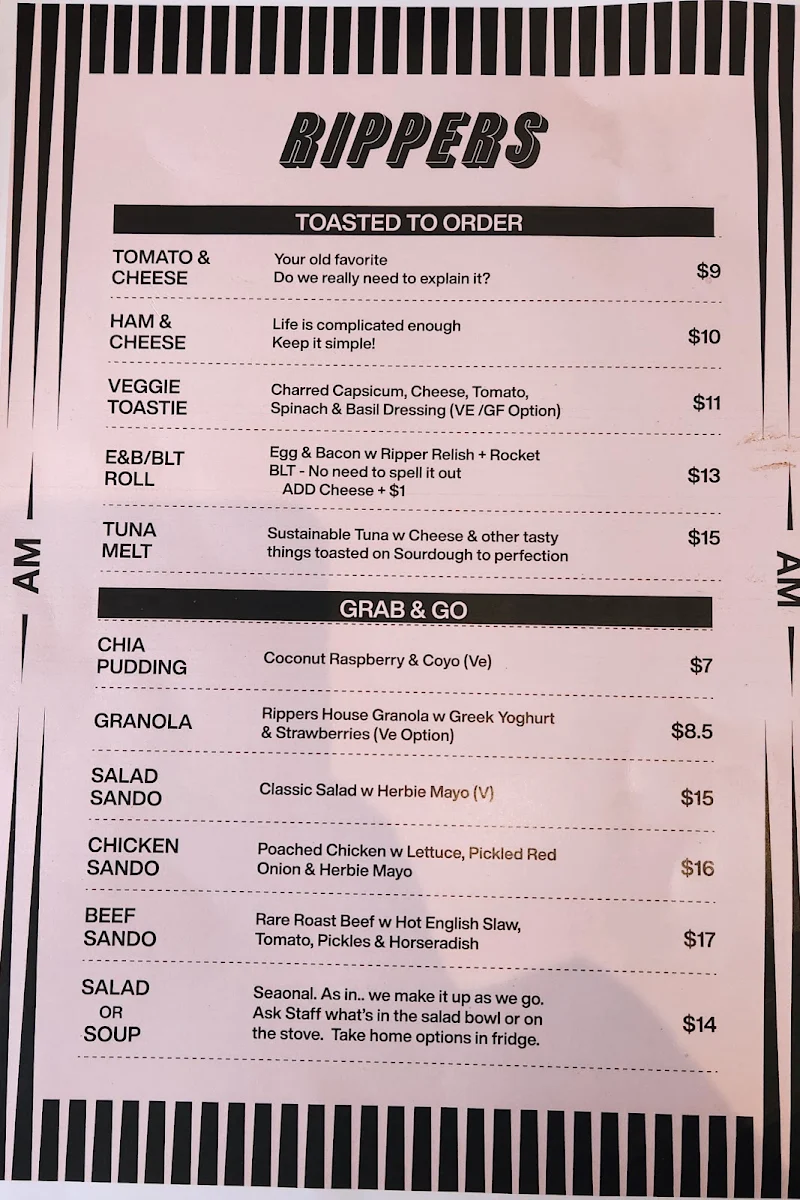Menu, Rippers