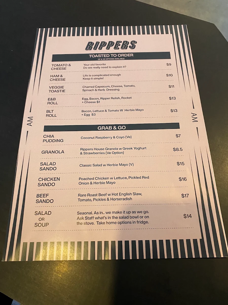 Menu, Rippers