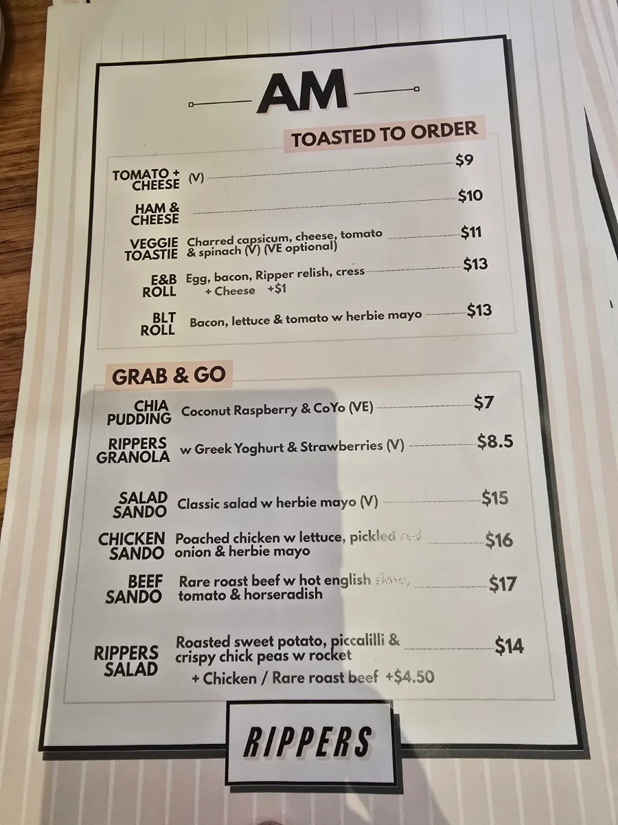 Menu, Rippers