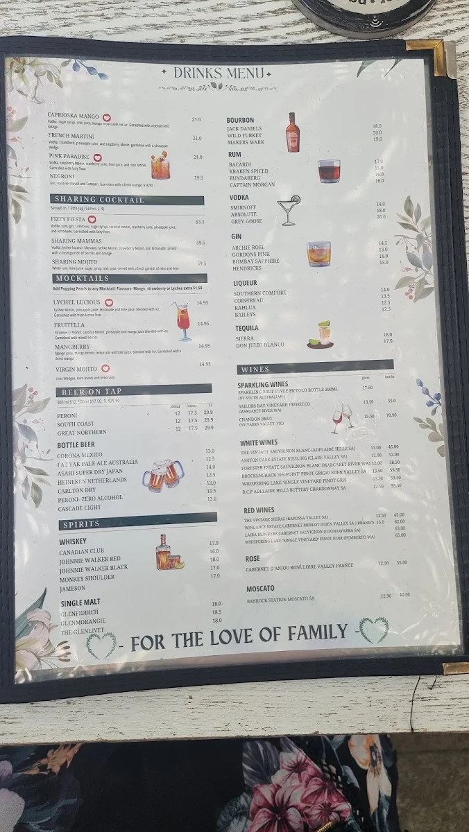 Menu, The Vintage Secret Garden