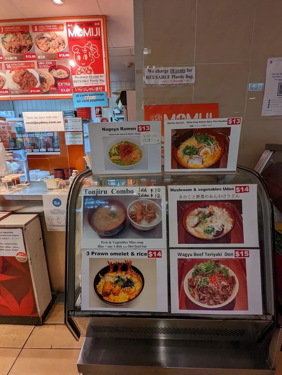 Menu, Momiji Japanese Takeaway