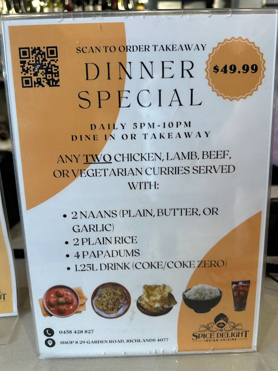 Menu, The Spice Delight