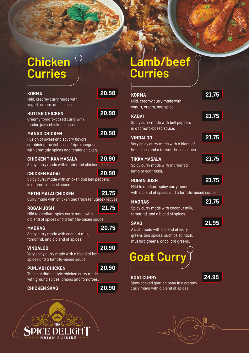 Menu, The Spice Delight