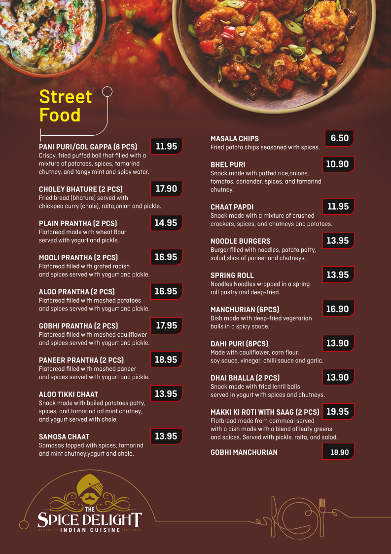 Menu, The Spice Delight
