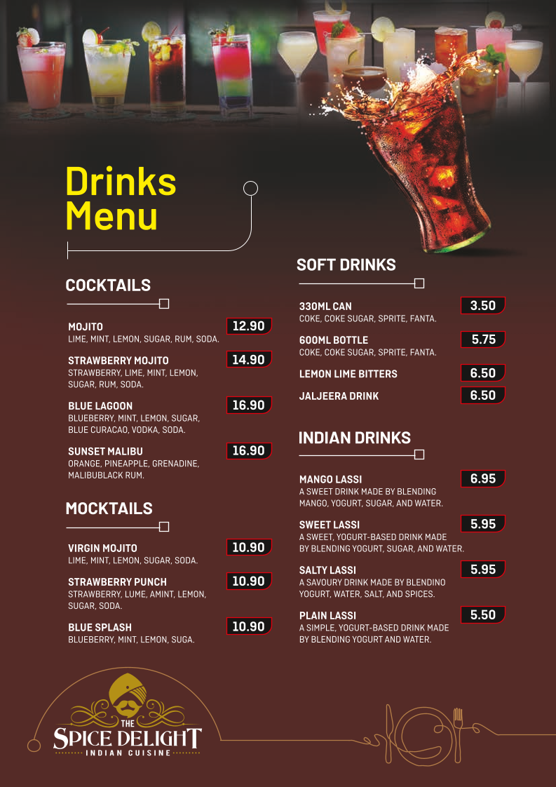 Menu, The Spice Delight