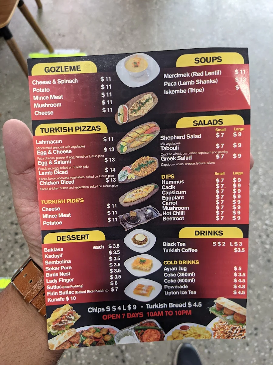 Menu, Mernda Kebab House