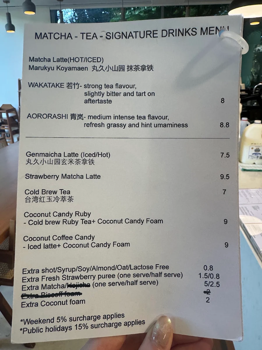 Menu, Wuta Cafe