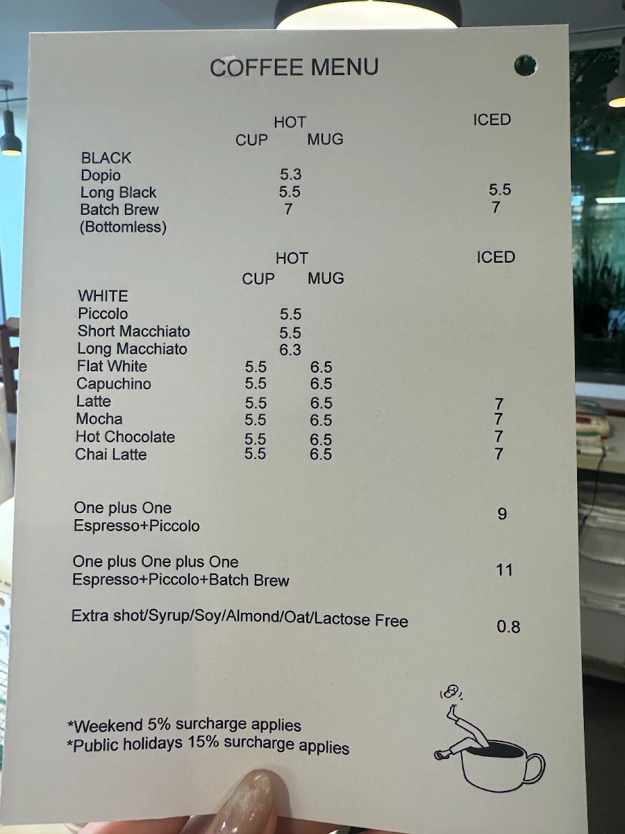 Menu, Wuta Cafe