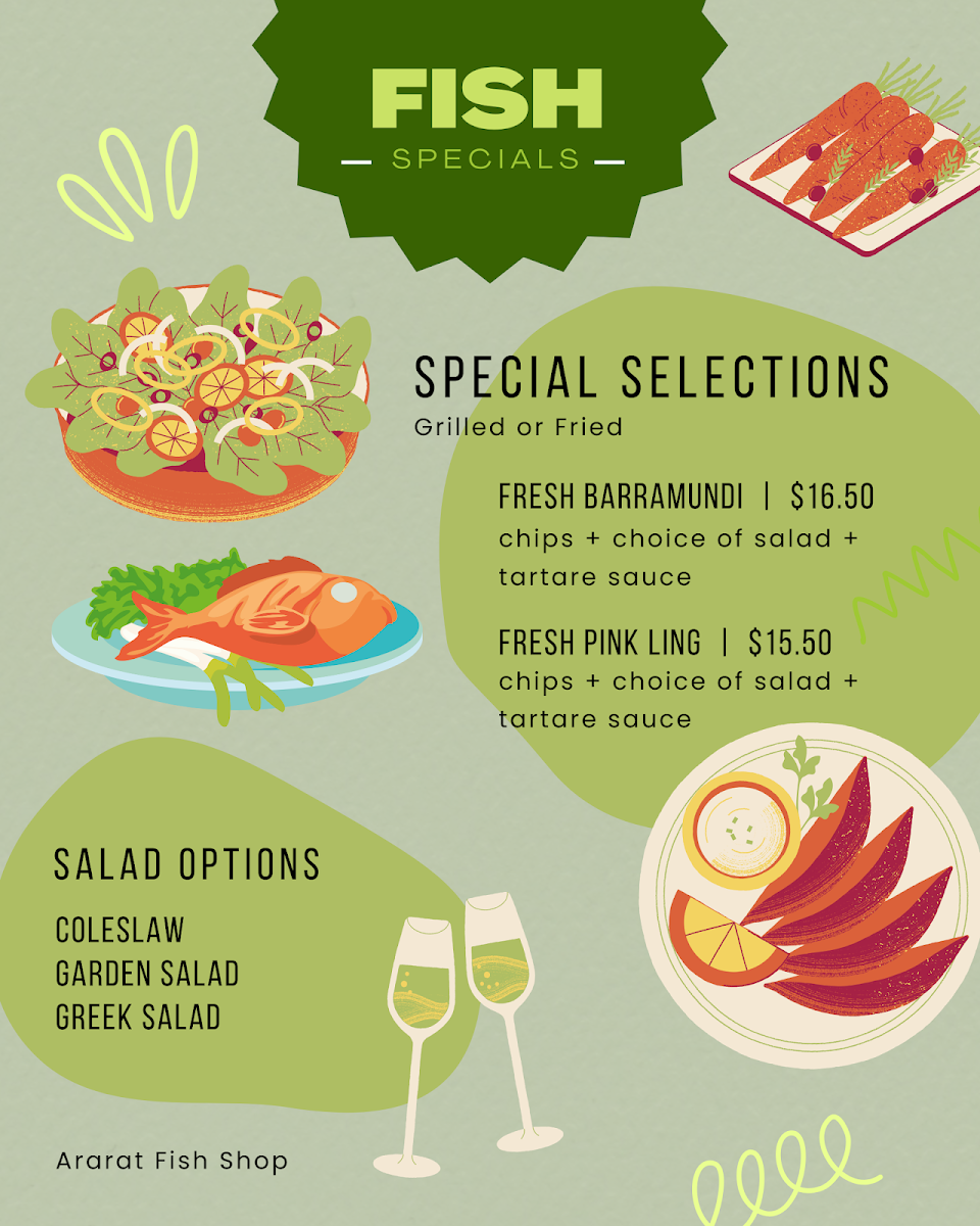 Menu, Ararat Fish Shop