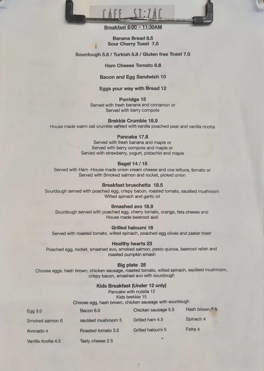 Menu, SI:ZAC