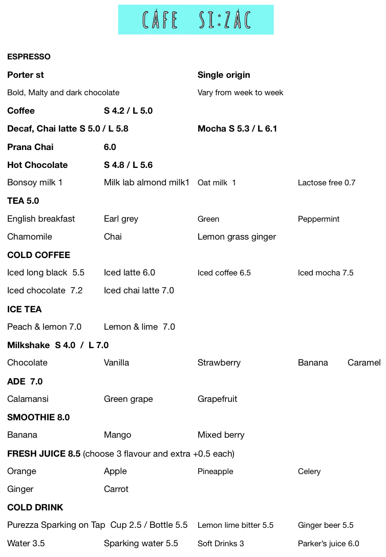 Menu, SI:ZAC