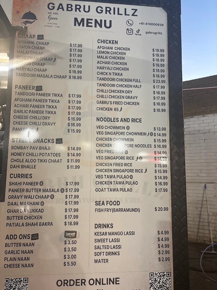 Menu, Gabru Grill'z(Yaar Bathinde To)