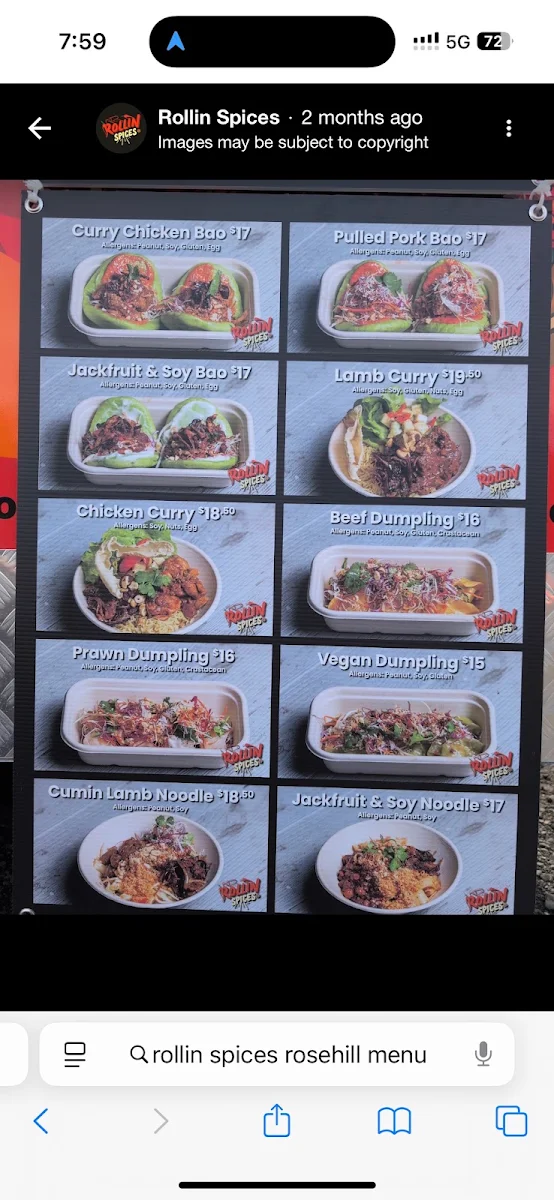 Menu, Rollin Spices