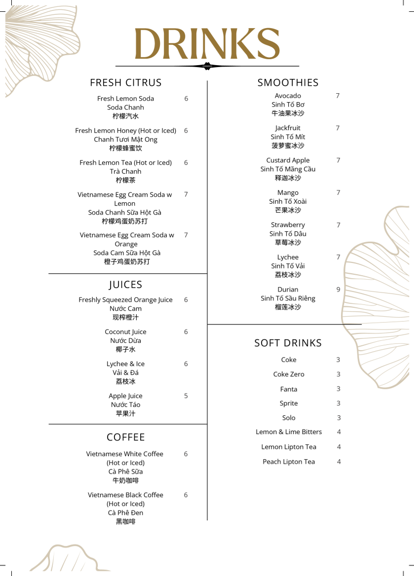 Menu, Hao Vinh