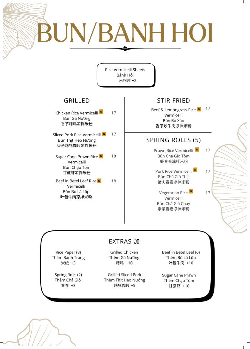 Menu, Hao Vinh