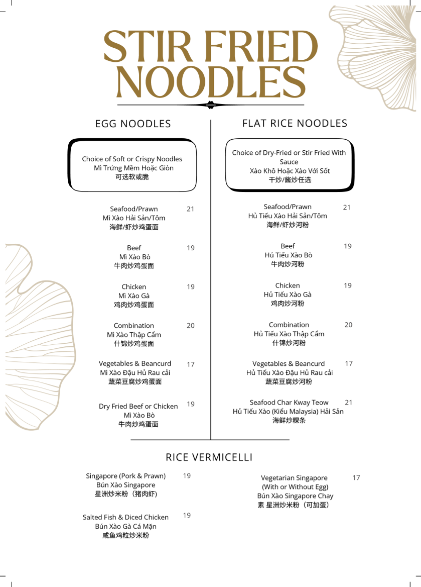 Menu, Hao Vinh