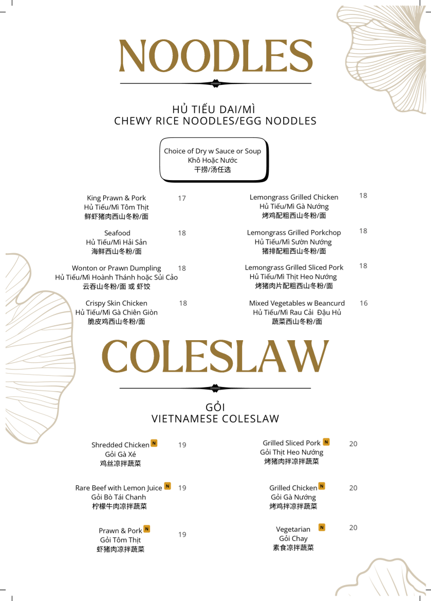 Menu, Hao Vinh