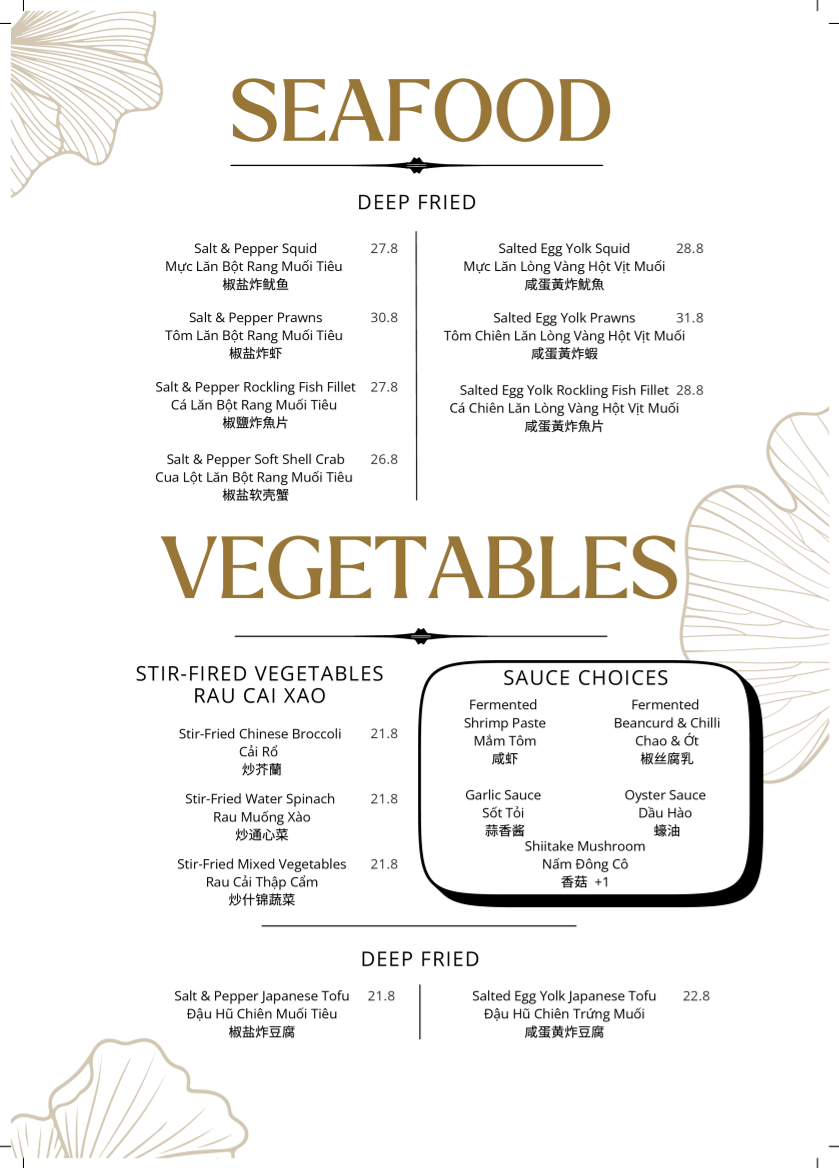 Menu, Hao Vinh