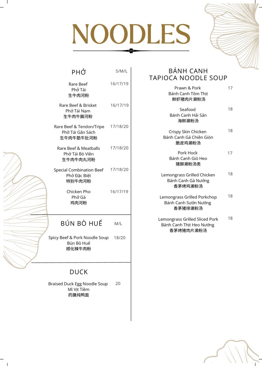 Menu, Hao Vinh