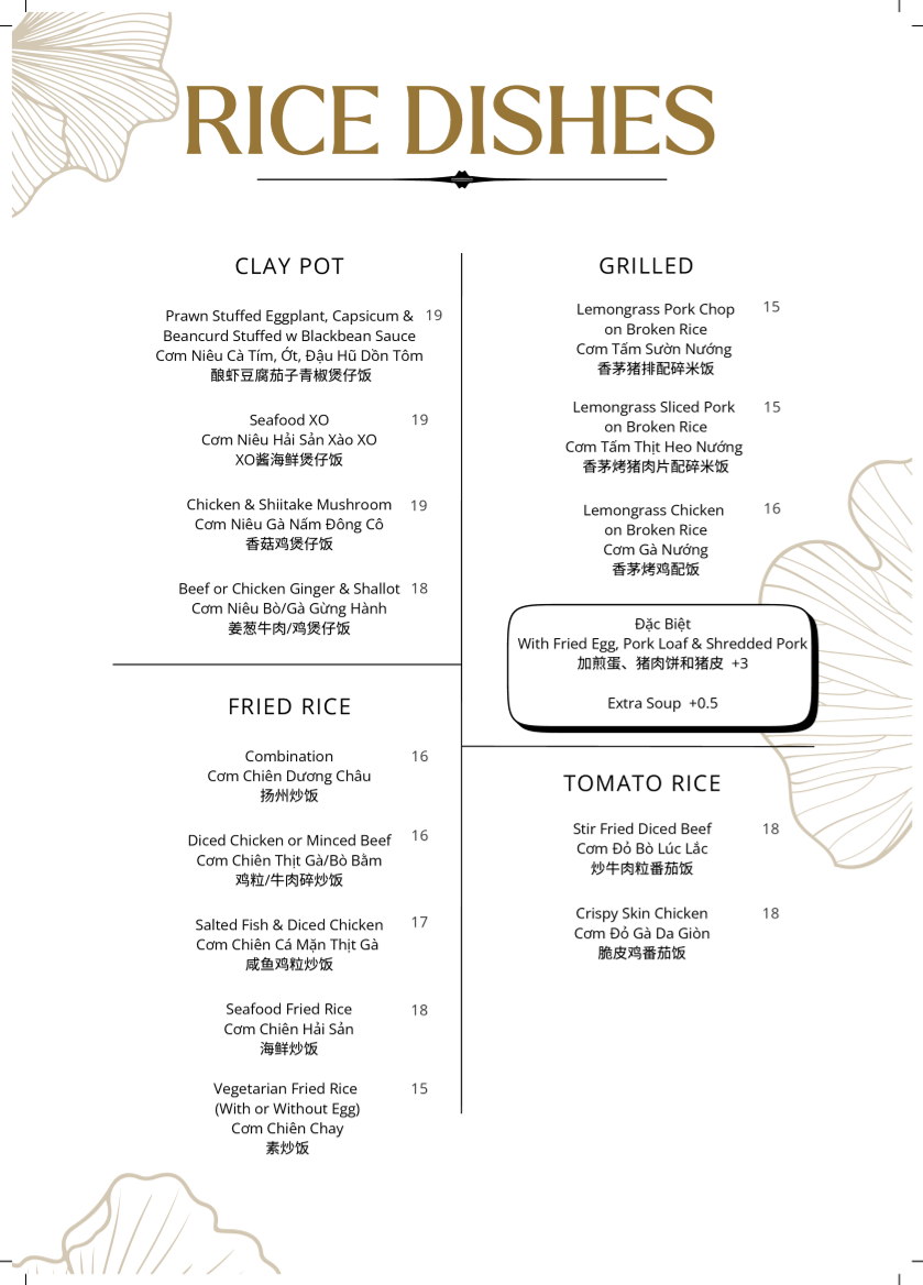 Menu, Hao Vinh