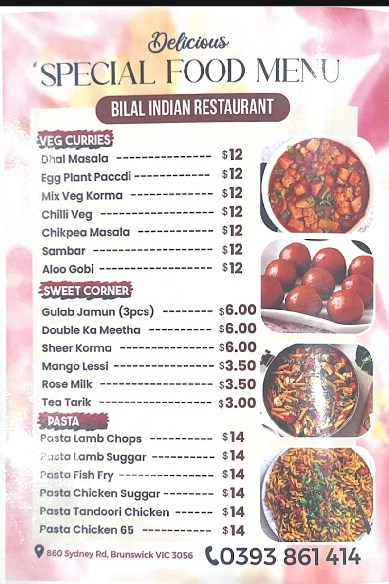 Menu, Bilal