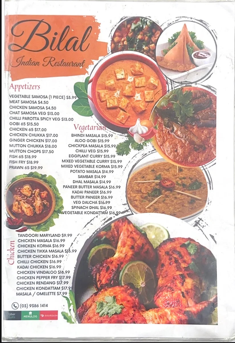 Menu, Bilal